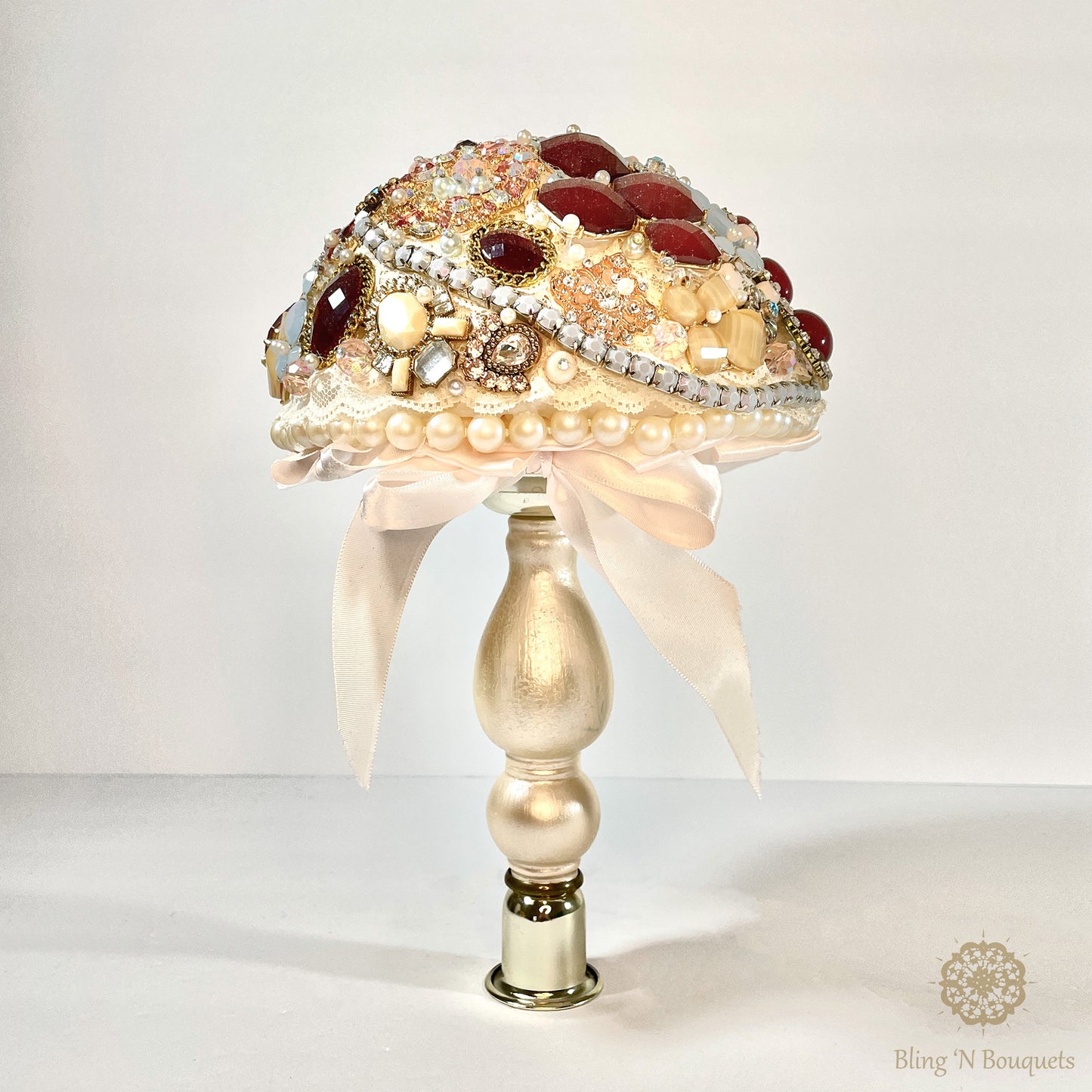 Fairy tale Wedding Brooch Bouquet ‘Once upon a time’ unique unconventional bride burgundy, dusty blue, ivory, champagne