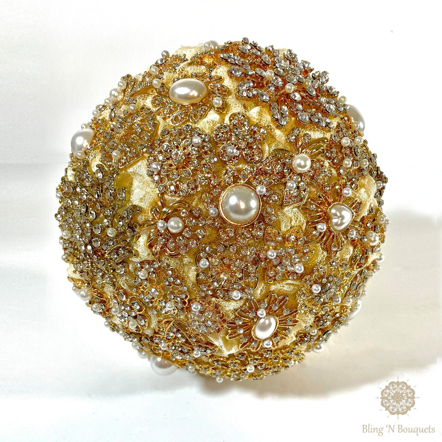 Gold Glamor Wedding Brooch Bouquet glitz sparkle shine unique unconventional bridal bouquet