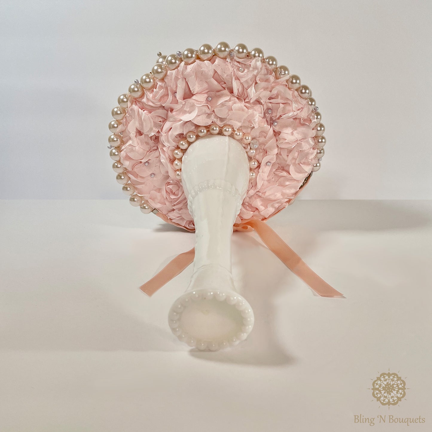 Pink Pearls Wedding Brooch Bouquet unique bride rose gold, gold, silver, white