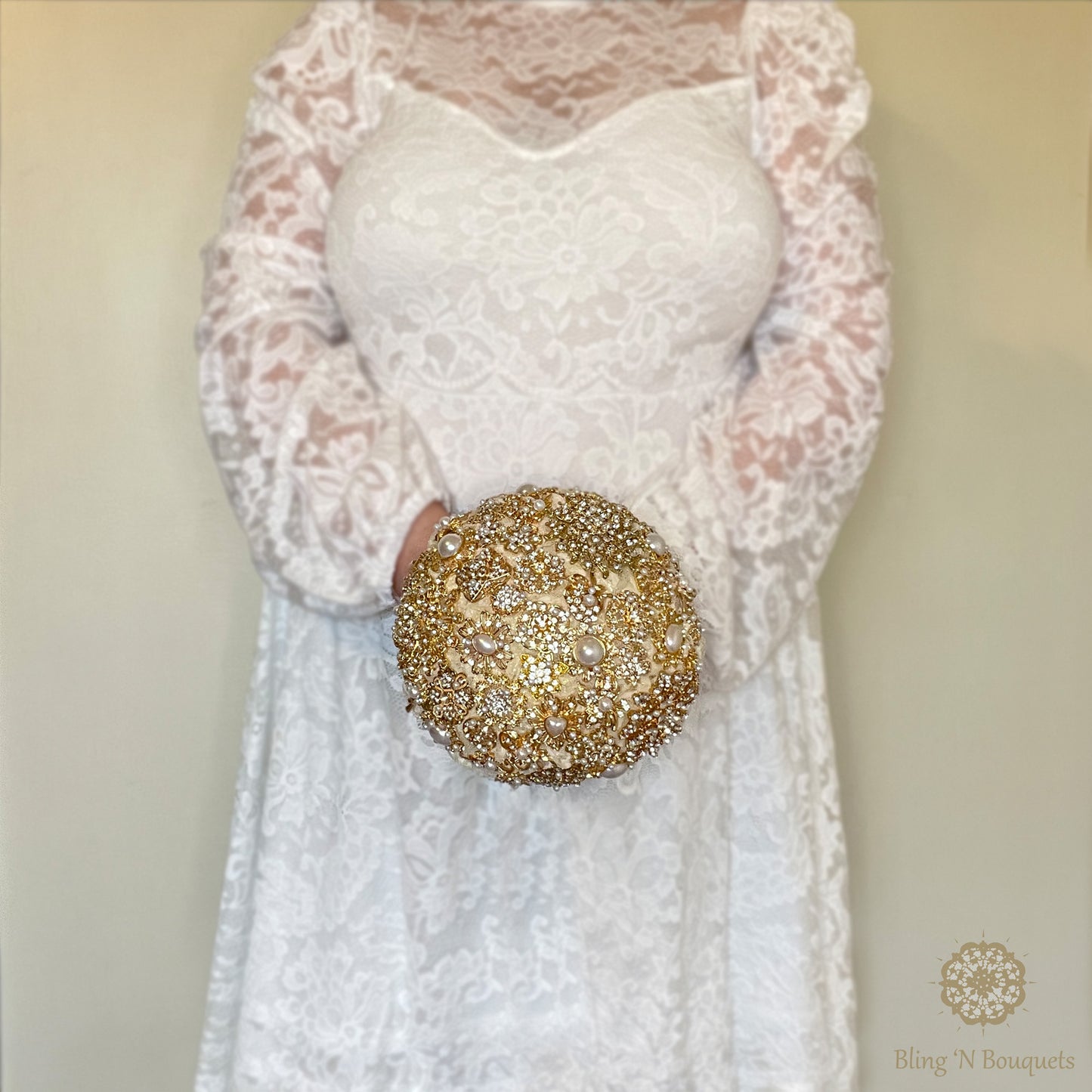 Gold Glamor Wedding Brooch Bouquet glitz sparkle shine unique unconventional bridal bouquet