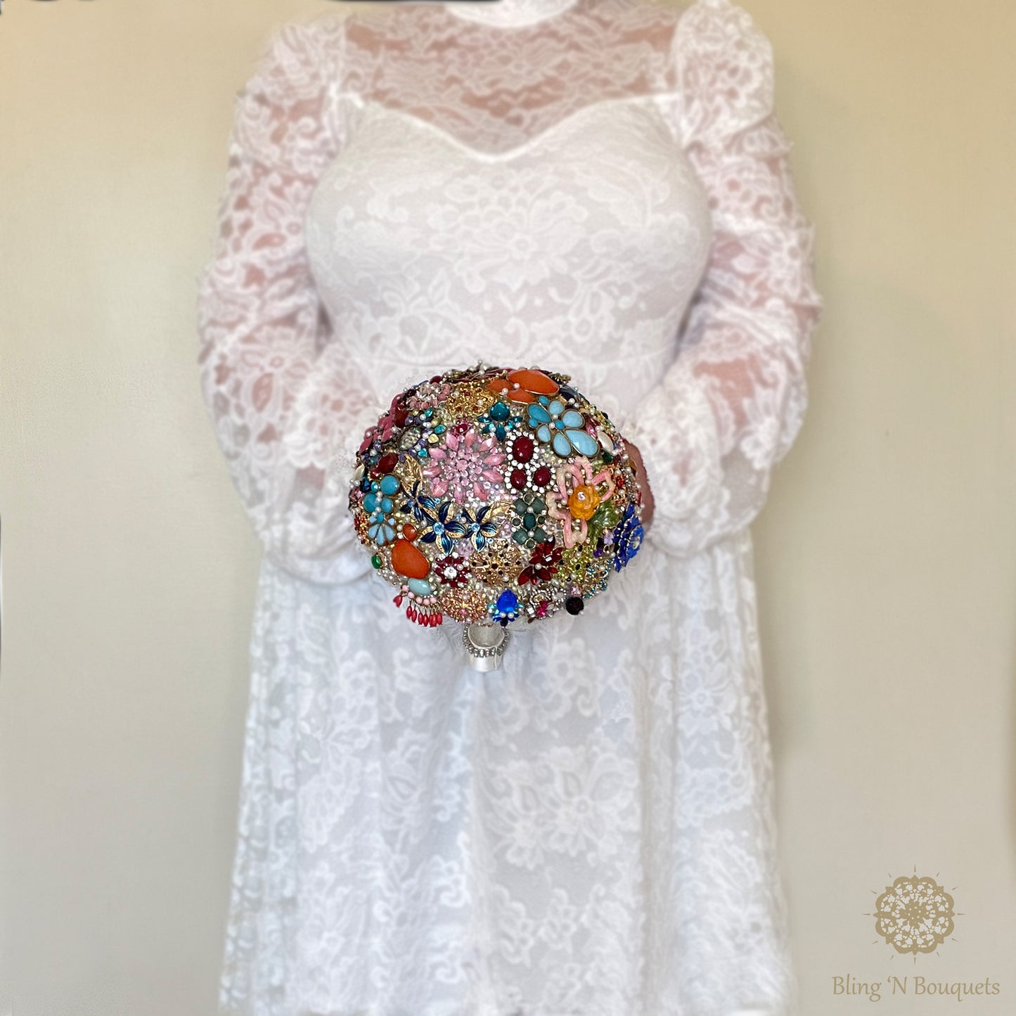 Wedding Brooch Bouquet ‘kaleidoscope’ bright colorful bold rainbow unique bride