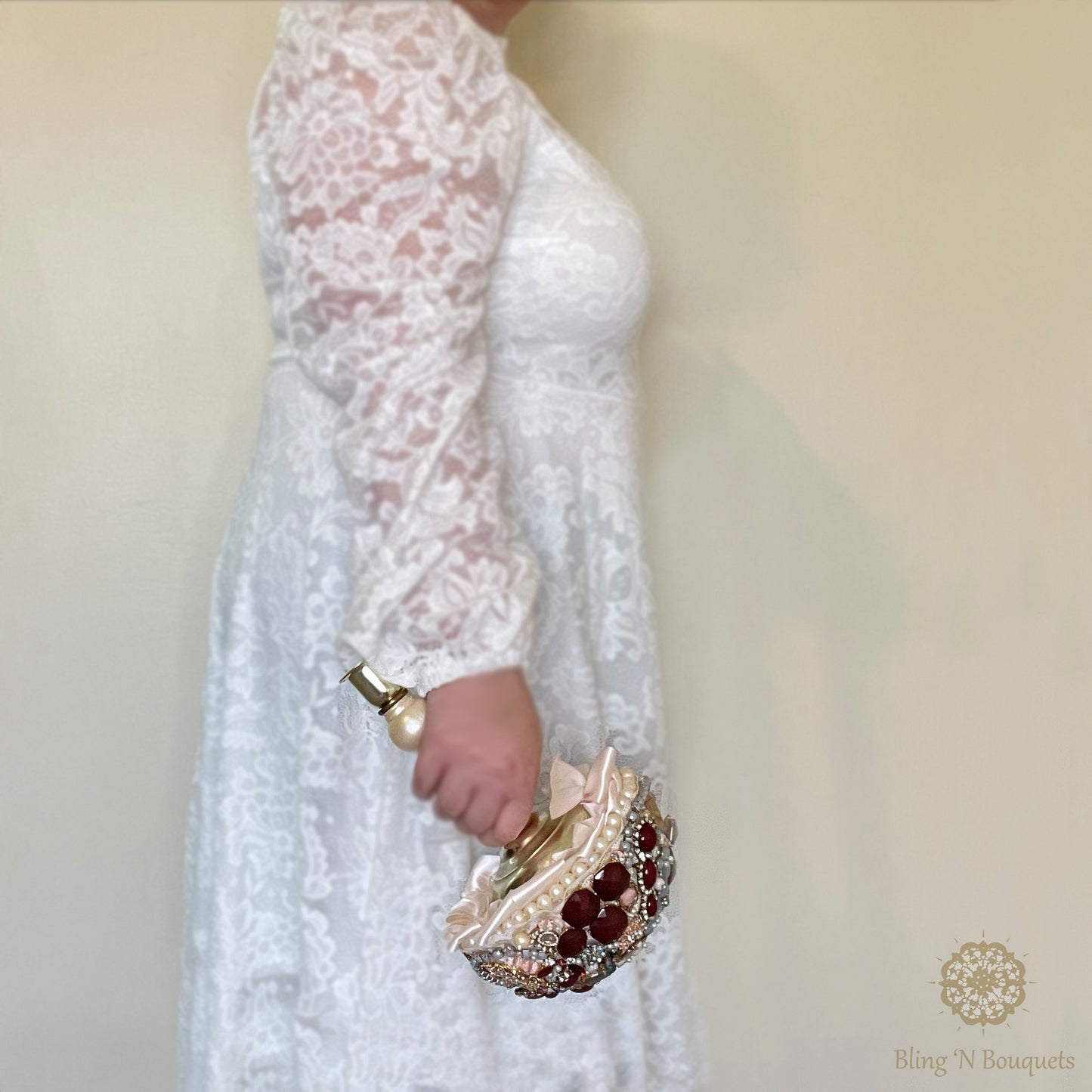 Fairy tale Wedding Brooch Bouquet ‘Once upon a time’ unique unconventional bride burgundy, dusty blue, ivory, champagne